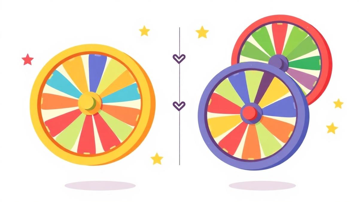 Comparison of best free spin wheel tools and online random wheel pickers with colorful segmented wheels side by side